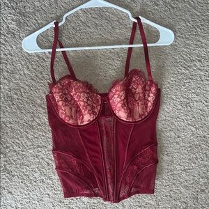 Burgundy Lace Bustier Corset Top